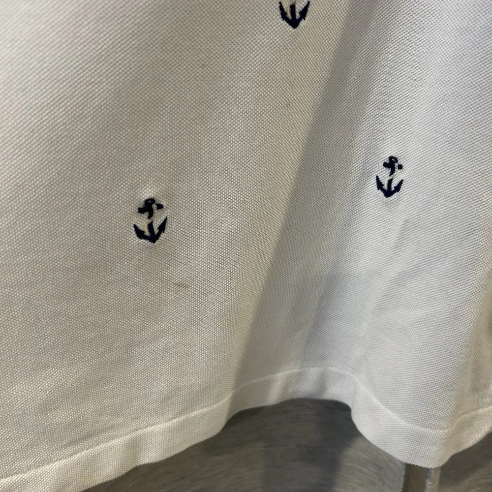 Polo Ralph Lauren Men's White Knit Oxford Polo Shirt Mens 3XB Anchor Embroidered